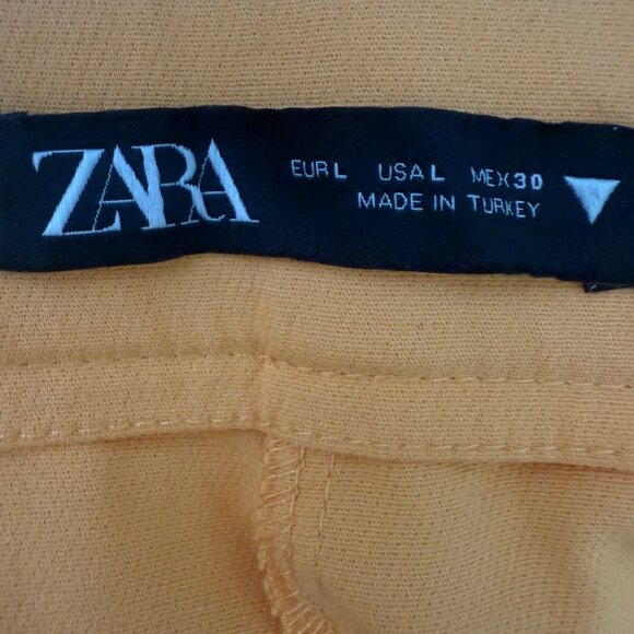 ZARA Mini Flare Tangerine Chino Pants 3067 542 Women’s Sz. L - Picture 8 of 9